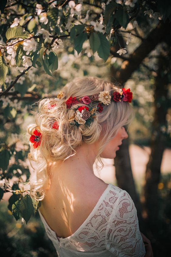 مدل موی عروس با گل